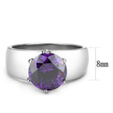 TK52002 - Stainless Steel Ring High polished (no plating) Women AAA Grade CZ Amethyst