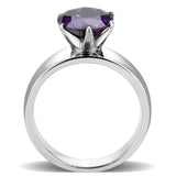 TK52002 - Stainless Steel Ring High polished (no plating) Women AAA Grade CZ Amethyst