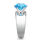 TK52003 - Stainless Steel Ring High polished (no plating) Women Synthetic Sea Blue