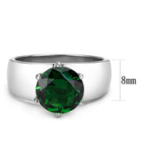 TK52005 - Stainless Steel Ring High polished (no plating) Women Synthetic Emerald