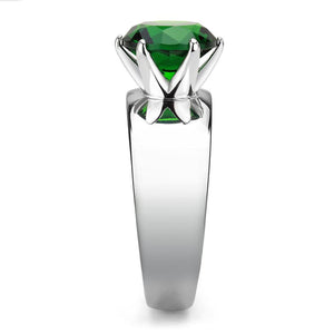 TK52005 - Stainless Steel Ring High polished (no plating) Women Synthetic Emerald