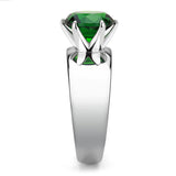TK52005 - Stainless Steel Ring High polished (no plating) Women Synthetic Emerald
