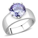 TK52006 - Stainless Steel Ring High polished (no plating) Women AAA Grade CZ Light Amethyst