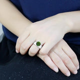TK52008 - Stainless Steel Ring High polished (no plating) Women Synthetic Peridot
