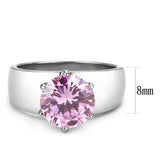 TK52010 - Stainless Steel Ring High polished (no plating) Women AAA Grade CZ Rose