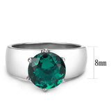 TK52012 - Stainless Steel Ring High polished (no plating) Women Synthetic Blue Zircon