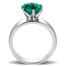 TK52012 - Stainless Steel Ring High polished (no plating) Women Synthetic Blue Zircon
