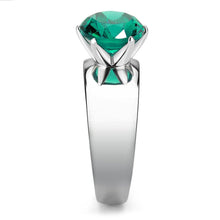 TK52012 - Stainless Steel Ring High polished (no plating) Women Synthetic Blue Zircon