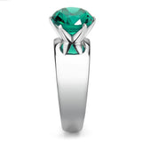 TK52012 - Stainless Steel Ring High polished (no plating) Women Synthetic Blue Zircon