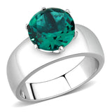 TK52012 - Stainless Steel Ring High polished (no plating) Women Synthetic Blue Zircon