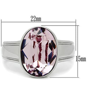 TK522 - Stainless Steel Ring High polished (no plating) Women Top Grade Crystal Light Amethyst