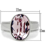 TK522 - Stainless Steel Ring High polished (no plating) Women Top Grade Crystal Light Amethyst