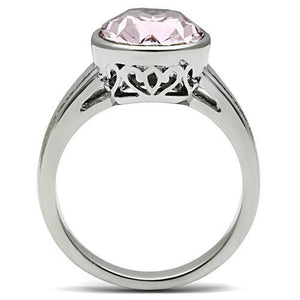TK522 - Stainless Steel Ring High polished (no plating) Women Top Grade Crystal Light Amethyst