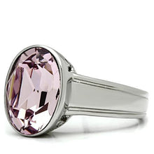 TK522 - Stainless Steel Ring High polished (no plating) Women Top Grade Crystal Light Amethyst