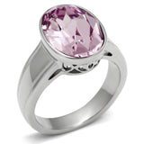 TK522 - Stainless Steel Ring High polished (no plating) Women Top Grade Crystal Light Amethyst