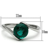 TK523 - Stainless Steel Ring High polished (no plating) Women Synthetic Blue Zircon