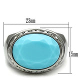 TK525 - Stainless Steel Ring High polished (no plating) Women Synthetic Sea Blue