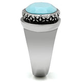 TK525 - Stainless Steel Ring High polished (no plating) Women Synthetic Sea Blue