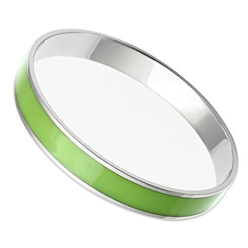 TK535 - Stainless Steel Bangle High polished (no plating) Women Epoxy Emerald