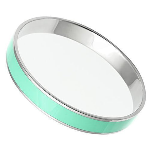 TK537 - Stainless Steel Bangle High polished (no plating) Women Epoxy Aquamarine