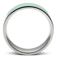 TK542 - Stainless Steel Ring High polished (no plating) Women Epoxy Aquamarine