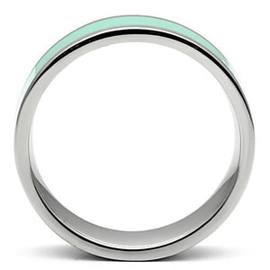 TK542 - Stainless Steel Ring High polished (no plating) Women Epoxy Aquamarine