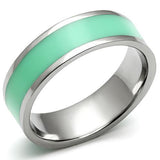TK542 - Stainless Steel Ring High polished (no plating) Women Epoxy Aquamarine