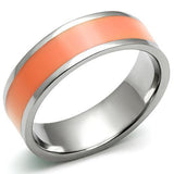TK544 - Stainless Steel Ring High polished (no plating) Women Epoxy Orange