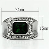 TK590 - Stainless Steel Ring High polished (no plating) Men Synthetic Emerald