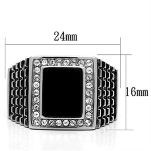 TK592 - Stainless Steel Ring High polished (no plating) Men Synthetic Jet