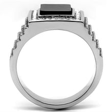 TK592 - Stainless Steel Ring High polished (no plating) Men Synthetic Jet