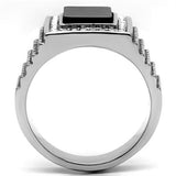 TK592 - Stainless Steel Ring High polished (no plating) Men Synthetic Jet