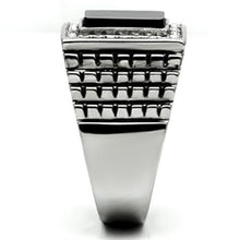 TK592 - Stainless Steel Ring High polished (no plating) Men Synthetic Jet