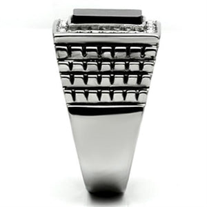 TK592 - Stainless Steel Ring High polished (no plating) Men Synthetic Jet
