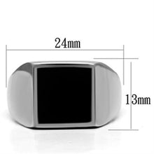TK594 - Stainless Steel Ring High polished (no plating) Men Epoxy Jet
