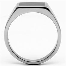 TK594 - Stainless Steel Ring High polished (no plating) Men Epoxy Jet