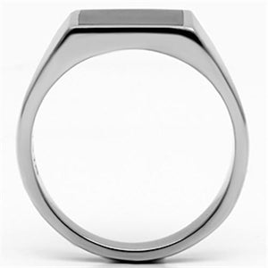 TK594 - Stainless Steel Ring High polished (no plating) Men Epoxy Jet