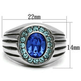 TK601 - Stainless Steel Ring High polished (no plating) Men Top Grade Crystal Sapphire