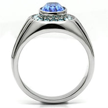 TK601 - Stainless Steel Ring High polished (no plating) Men Top Grade Crystal Sapphire