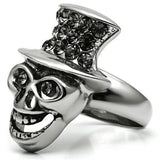 TK605 - Stainless Steel Ring High polished (no plating) Women Top Grade Crystal Black Diamond