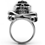 TK606 - Stainless Steel Ring High polished (no plating) Women Top Grade Crystal Jet