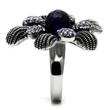 TK607 - Stainless Steel Ring High polished (no plating) Women Synthetic Amethyst