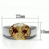 TK622 - Stainless Steel Ring High polished (no plating) Women AAA Grade CZ Champagne