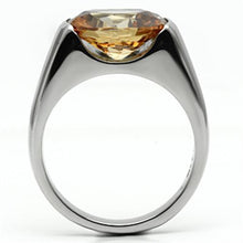 TK622 - Stainless Steel Ring High polished (no plating) Women AAA Grade CZ Champagne