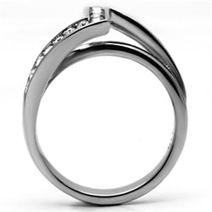 TK624 - Stainless Steel Ring High polished (no plating) Women Top Grade Crystal Clear