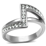 TK624 - Stainless Steel Ring High polished (no plating) Women Top Grade Crystal Clear
