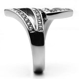 TK625 - Stainless Steel Ring High polished (no plating) Women Top Grade Crystal Clear