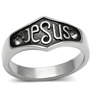 TK631 - Stainless Steel Ring High polished (no plating) Unisex Top Grade Crystal Clear