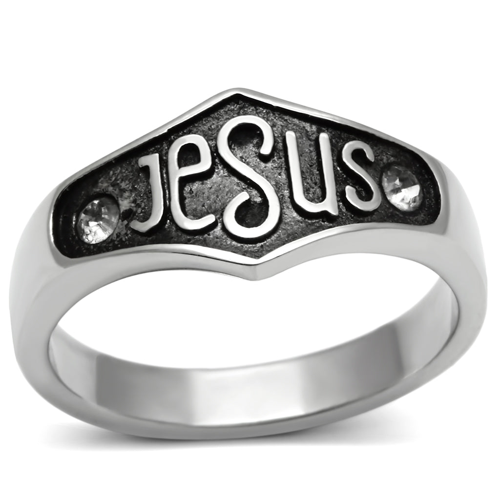 TK631 - Stainless Steel Ring High polished (no plating) Unisex Top Grade Crystal Clear