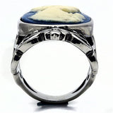 TK632 - Stainless Steel Ring High polished (no plating) Women Synthetic Capri Blue